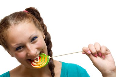 Woman with lolipop clipart