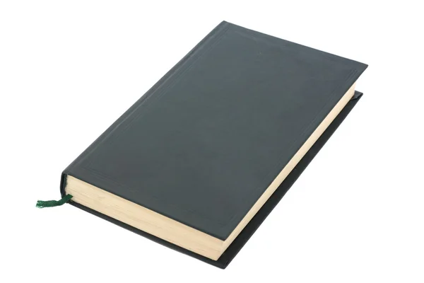 Um livro em branco verde com marcador — Fotografia de Stock