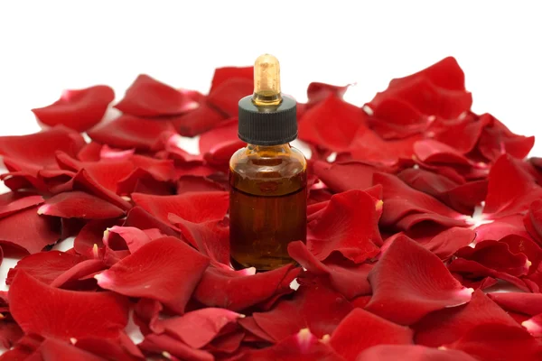 Massageöl aus Rosenblättern — Stockfoto
