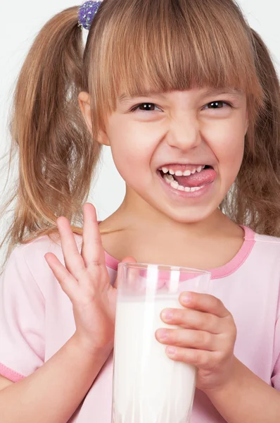 Girl with milk — Stock Photo, Image