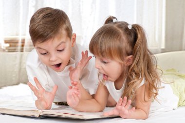 Children with book clipart