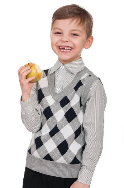 Хлопчик з apple — стокове фото