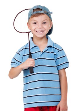 Boy with badminton racket