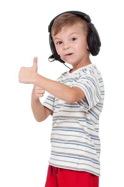Chlapec se sluchátky — Stock fotografie