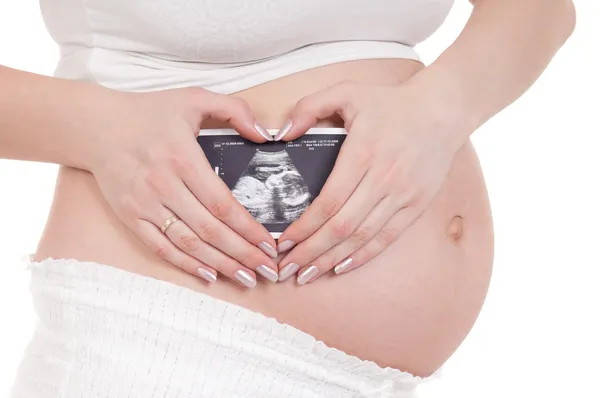 Ciąży z zdjęcie jej USG — Zdjęcie stockowe