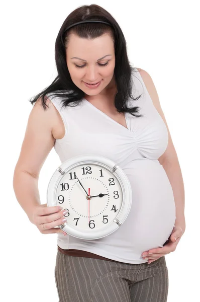 Zegar w ciąży brzuch — Zdjęcie stockowe