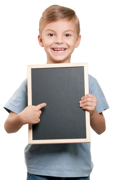 Junge mit Tafel — Stockfoto