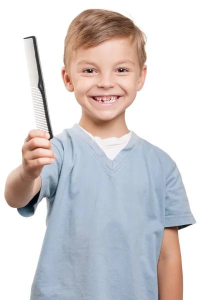 Boy with comb — Stock Photo, Image