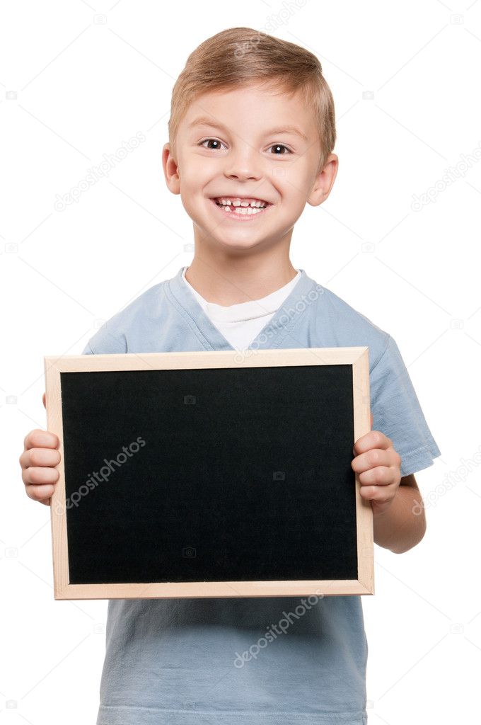 Boy with blackboard