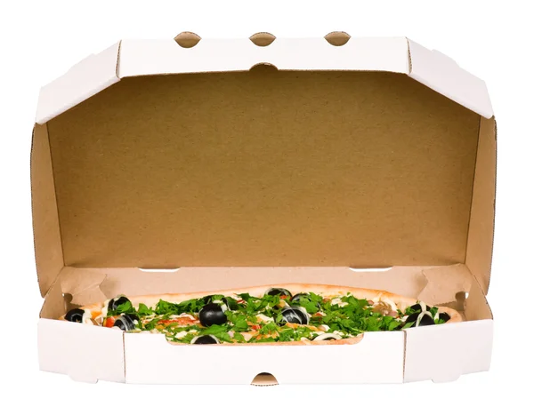 Pizza en caja de cartón — Foto de Stock