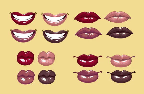 Brilhante glamouroso lábios femininos brilhantes — Vetor de Stock