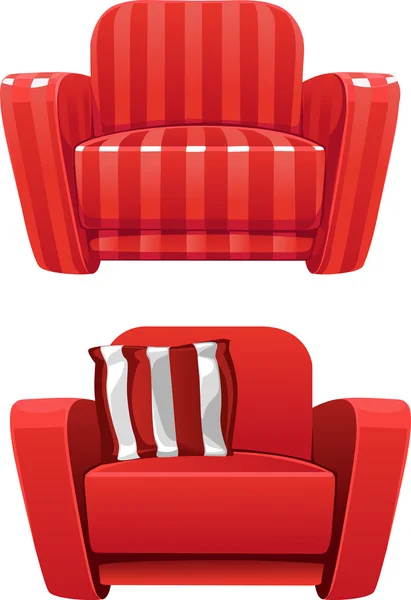 Red soft stripped armchair — Stock Vector
