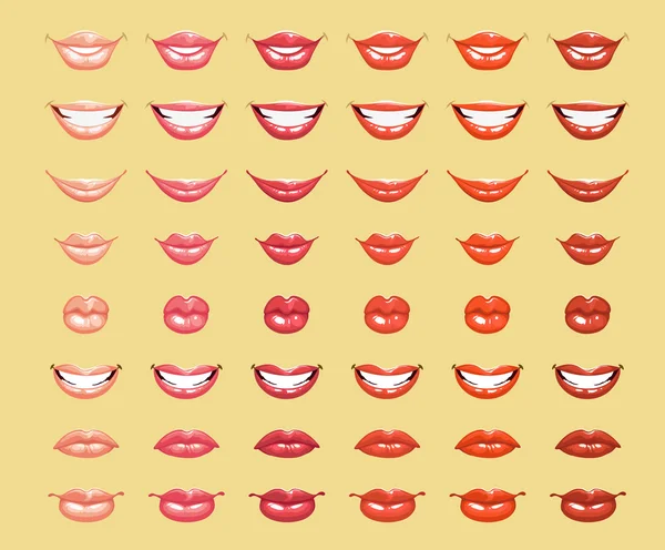 Labbra femminili lucenti lucide glamour in colori arancio chiaro — Vettoriale Stock