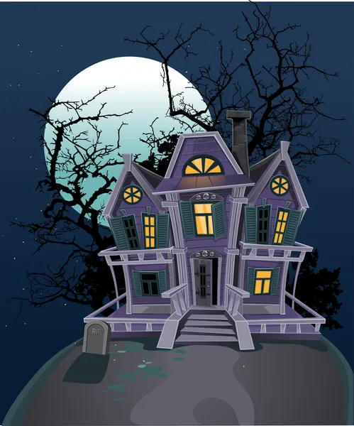 Casa mágica de bruxa de Halloween — Vetor de Stock