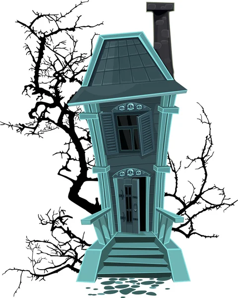 Halloween heks spookhuis geïsoleerd op witte achtergrond — Stockvector