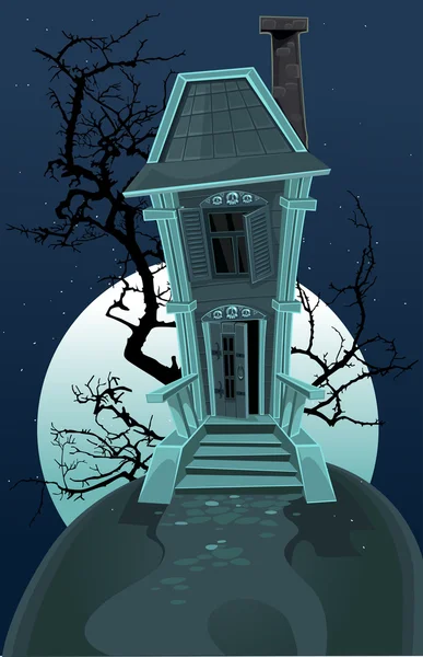 Casa de bruxas assombrada de Halloween — Vetor de Stock