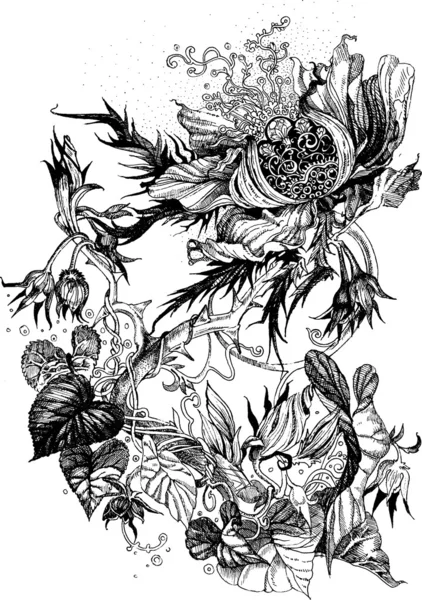 Ажурный цветочный дизайн с вьюнок — стоковый вектор