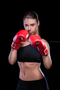 Woman in boxing gloves clipart