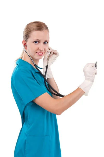 Młoda lekarka ze stetoskopem — Zdjęcie stockowe