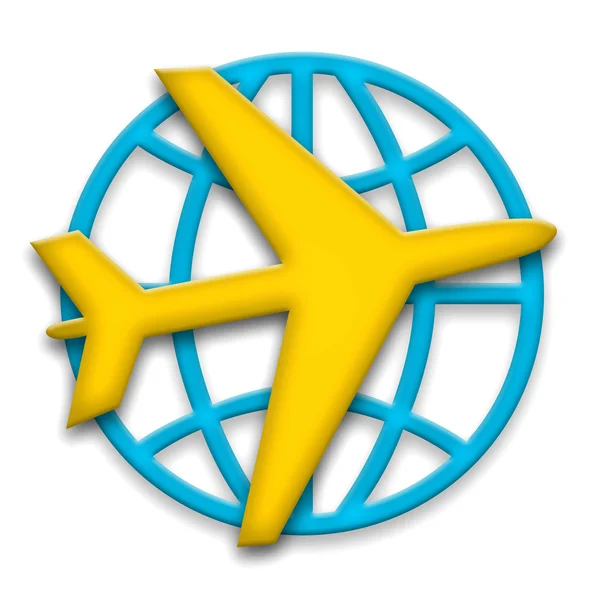 Airplane and globe — Stock Photo, Image