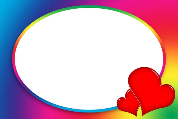 Färgglada kärlek ram med hjärtan — Stockfoto