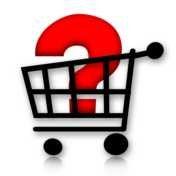 Shopping cart with question mark — Stock Photo, Image