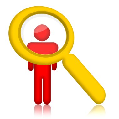 Person under magnifier glass clipart