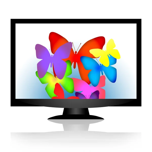 Colorful butterflies and modern screen — Stock Photo, Image