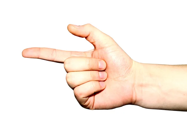 Рука показывает указательный палец в сторону — стоковое фото
