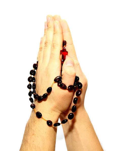 Hombre manos en el rosario —  Fotos de Stock