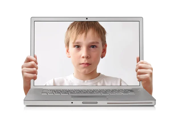 stock image Boy inside laptop