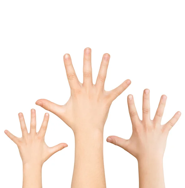Three hands calling for help — Stock Photo, Image