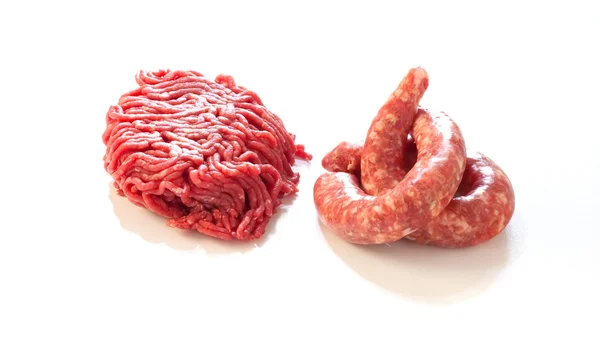 Salsicha e carne picada — Fotografia de Stock