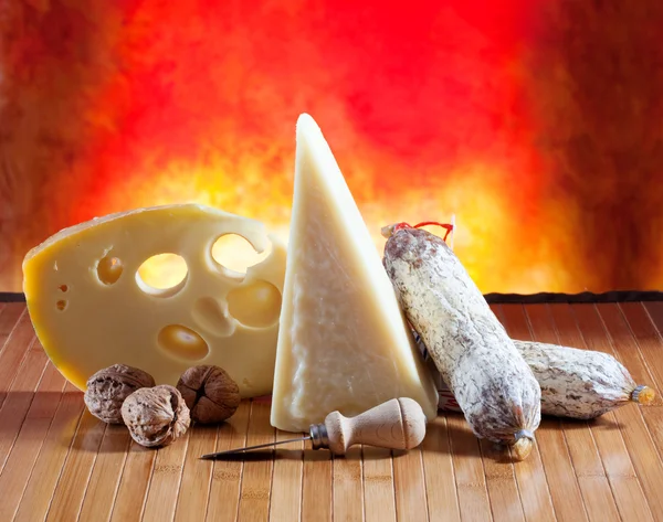 stock image Cheese and salame