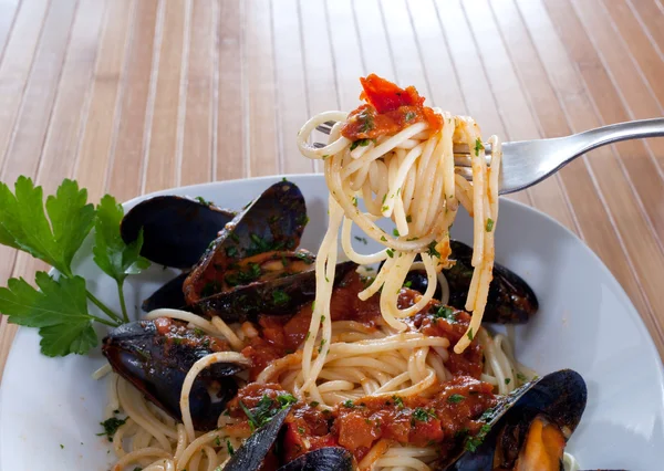 Итальянская паста с морепродуктами — стоковое фото