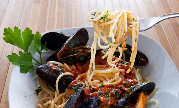 Італійська паста з морепродуктами — стокове фото