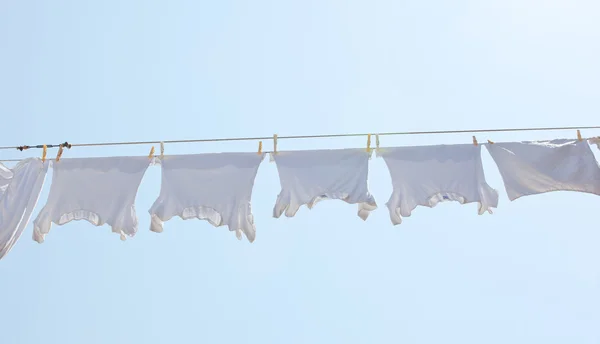 Calzoncillos blancos colgando para secar — Foto de Stock