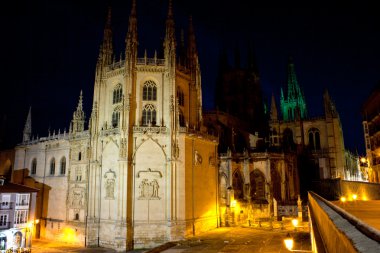 Night view of Burgos cathedral clipart