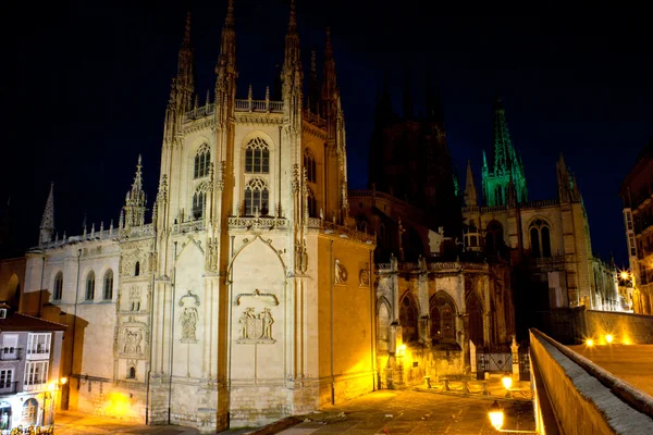 Nachtansicht der Kathedrale von Burgos — Stockfoto