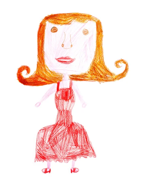 Жінка - малюнок дитячого кольору — стокове фото