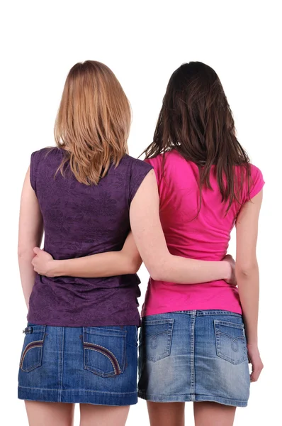 Two beautiful young woman l. Rear view. — Stock Photo, Image