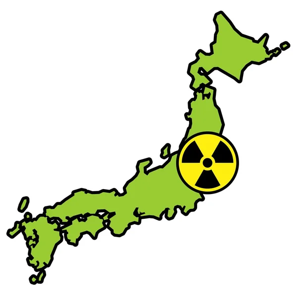 Radiation sign on map of Japan — Stock Vector