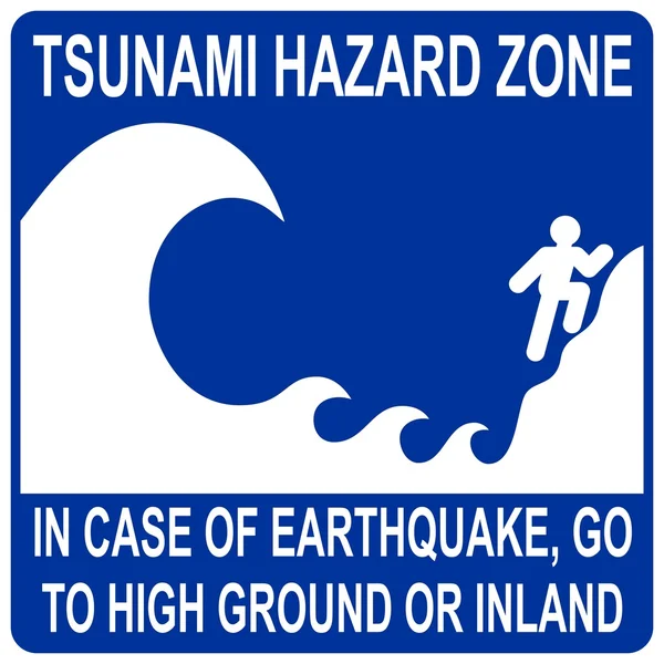 Panneau zone de danger tsunami — Image vectorielle