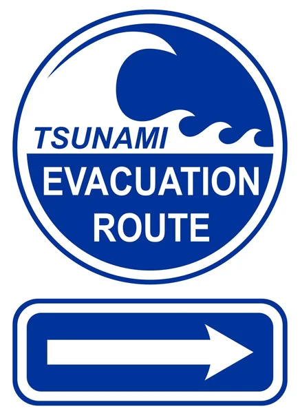Segno del percorso di evacuazione dello tsunami — Vettoriale Stock