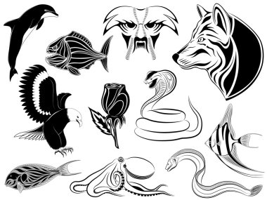 Set of various tattoos clipart