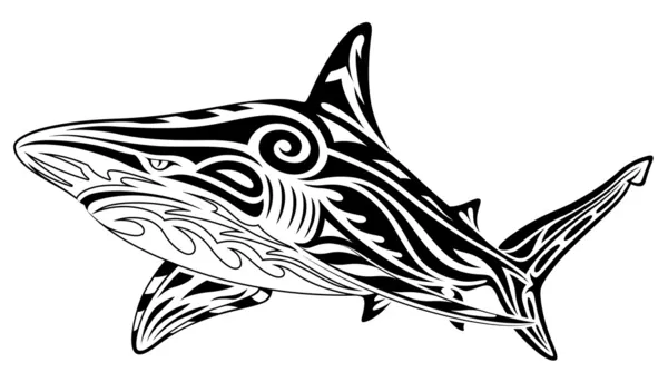 Tubarão, tatuagem tribal — Vetor de Stock
