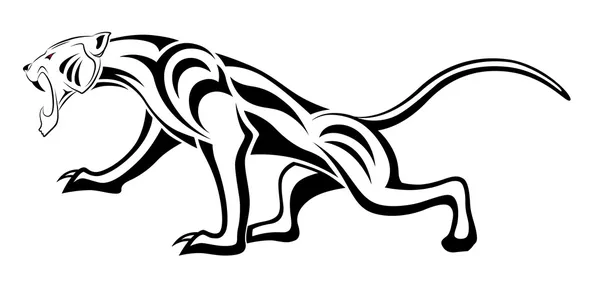 Leopardo, tatuaje tribal — Vector de stock