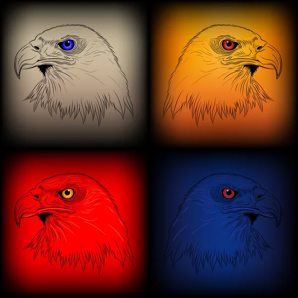 Verzameling van vector adelaars in diverse kleuren — Stockvector