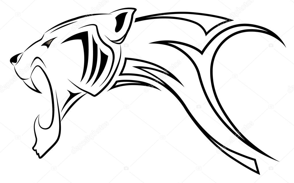 Vector leopard executed in the form of a tribal tattoo Stock