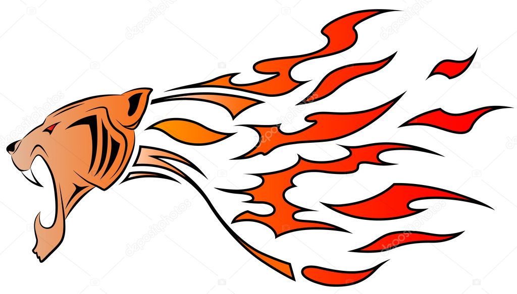 Leopard and flame, tribal tattoo Stock Vector by ©flanker-d 6657706